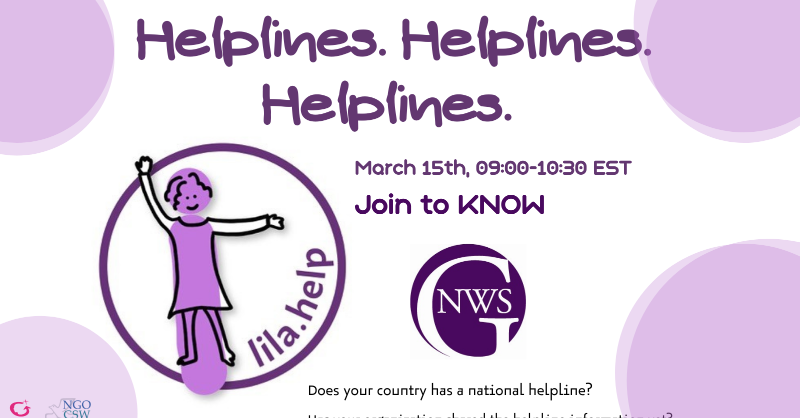 gohfoundation's tweet photo. What is the national helpline in your country? Join @GNWS event in #NGOCSW65 and Talk with our global speakers: @AngJury, @CindySouthworth, @FatimaOutaleb, @ChiZoe, @JoyLange, @JulieOberin, #KarenBentley, #LiseMartin, #MargaritaGuille, #PatriciaVargas, #PillePagan on March 15th.
