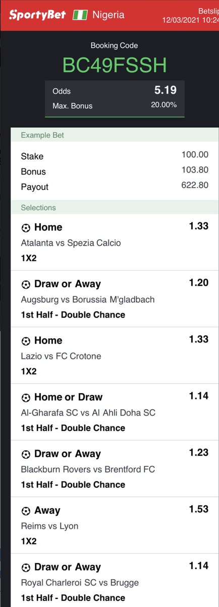 Punt360's tweet photo. Goodluck 
Sporty Bet 5 Odds https://t.co/Enuvmc4suo