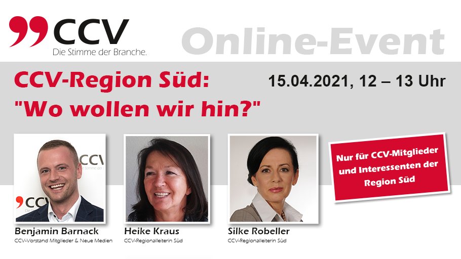 ONLINE-EVENT <a href="/ccvev/">CCV e. V.</a> am15.04.2021 „Wo wollen wir hin?“ Infos &amp; Anmeldung unter callcenter-verband.de/termin/ccv-onl…! <a href="/BenjaminBarnack/">Benjamin Barnack</a> <a href="/SRobeller/">SilkeRobeller</a> <a href="/DATEV/">DATEV</a> <a href="/JoerdisOehme/">Jördis Harenkamp</a> <a href="/teletalkde/">TeleTalk News</a> <a href="/DirkEgelseer/">Dirk Egelseer</a>