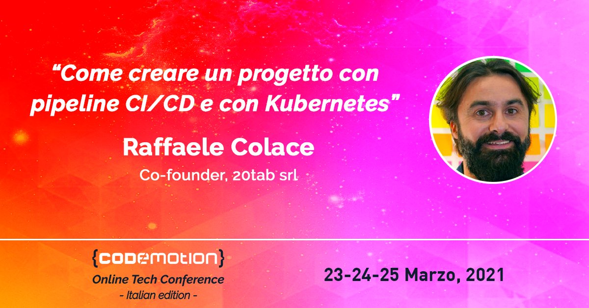 Tra gli speaker della Codemotion Tech Conference ci sarà il nostro Raffaele Colace: nel suo talk mostrerà come mettiamo in pratica le regole dello sviluppo agile in ambito web in 20tab, con il nostro template open-source.
➡️ Tutte le info le trovi qui: events.codemotion.com/conferences/on…