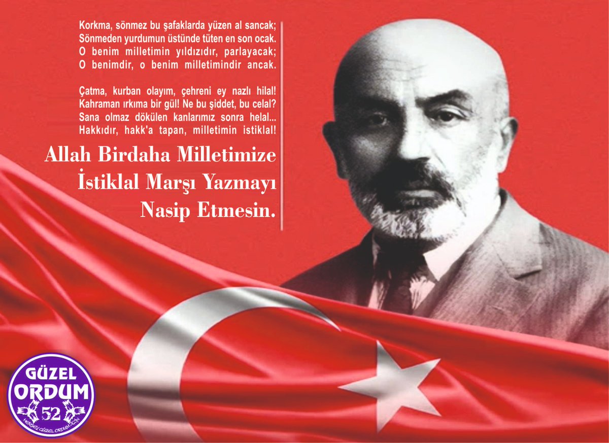 Guzel_Ordum52's tweet photo. 12 Mart İstiklal Marşı Kabulünün 100. Yıl dönümü vesilesiyle Milli Şairimiz Mehmet Akif ERSOY başta olmak üzere İstiklal Mücadelemizin tüm kahramanlarını saygı ve rahmetle anıyoruz.
#MehmetAkifErsoy https://t.co/KG19mxfins