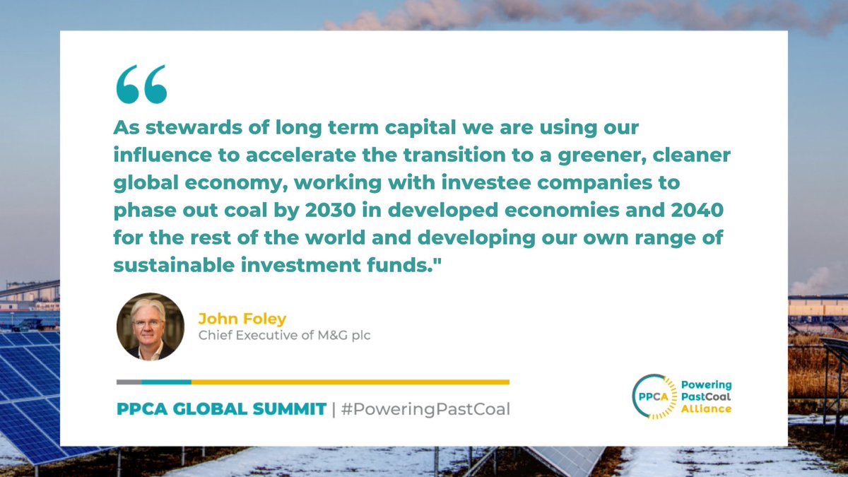 PastCoal's tweet photo. Leading global investment manager @mandgplc signed up to the #PoweringPastCoal Alliance at the #PPCASummit last week, pledging to end investment in #coal by 2030 for developed countries and 2040 for emerging markets. Welcome aboard!
https://t.co/uupwJy4jr0 https://t.co/fGWBxg2Vxk