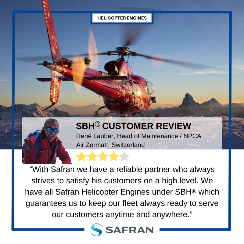 SafranHCEngines's tweet photo. How does @SafranHCEngines provide first-class support despite the restrictive situation? Hear from René Lauber from @airzermatt 🇨🇭🚁⛰️
SBH® is part of EngineLife® Services, Safran solutions for helicopter engines #EngineLifeServices #ResponsiveEngines https://t.co/N9eHXhlorn