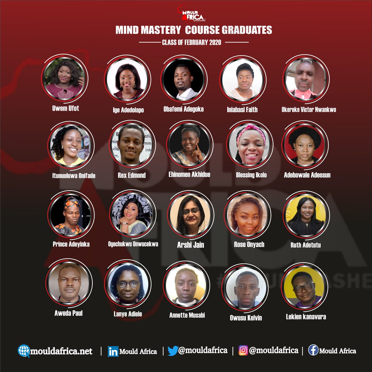 mouldafrica's tweet photo. #Congratulations to our Mind mastery graduates.
 With joy in our hearts we congratulate our mind mastery February batch students for so far they have journeyed to #getUNLEASHED.

Do you know there is a 72hours 20% discount window that started counting since yesterday? https://t.co/jqi2pm84WH