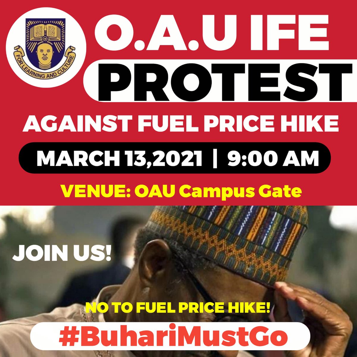 We are tired of this oppression.
This nonsense must stop.
Enough is Enough.
We are hitting the street en mass.

#Ife
#FuelPriceIncrease