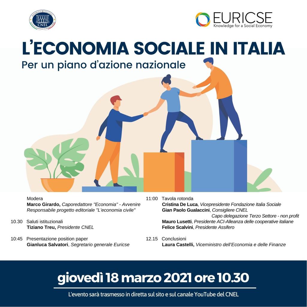 8 proposte per l'#economiasociale in Italia improntate alla #sostenibilità per la crescita del settore.Webinar <a href="/Euricse/">Euricse</a> e <a href="/cnel_it/">Consiglio Nazionale dell'Economia e del Lavoro</a> il 18/3 h.10.30 🤝 Con <a href="/gsalvatori/">gianluca salvatori</a> <a href="/GPGualaccini/">GianPaolo Gualaccini</a> <a href="/mauro_lusetti/">Mauro Lusetti</a> #Scalvini e ViceMin.@LaCastelliM5s, modera <a href="/MarcoGirardo/">Marco Girardo/Account personale</a>

👇