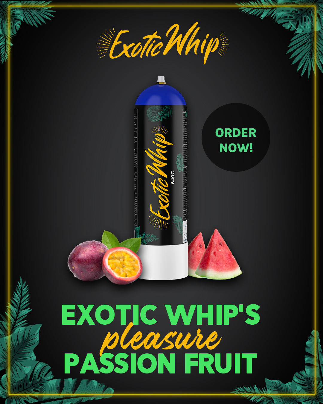 Exotic Whip on X: Exotic Whip's Pleasure Passion Fruit consists of taste  beads through which you can prepare the kind of foam that you would like to  have atop a glass of