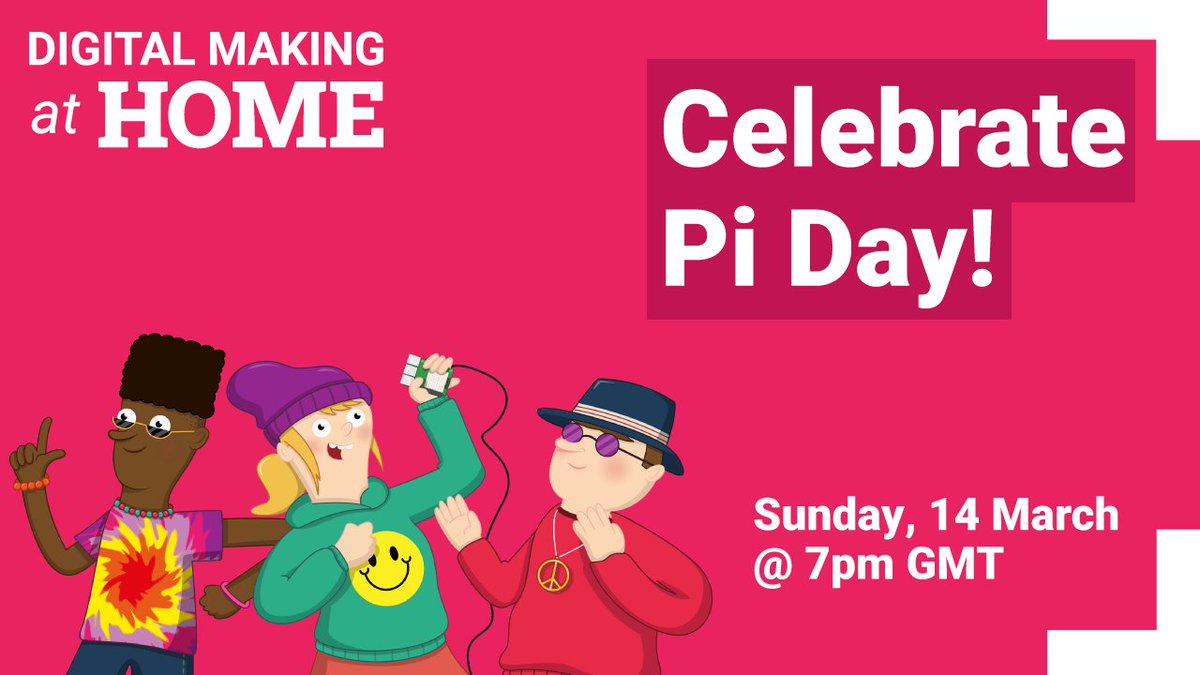 Are you and your family joining our special Digital Making at Home live stream to 🥳 celebrate Pi Day 🥳 with us this Sunday? Come hang out as we make with Raspberry Pi &amp; chat to <a href="/EbenUpton/">Eben Upton🧢</a>!

🎉 Sun 3/14, 7pm GMT / 12 noon ET @ rpf.io/home 🎉