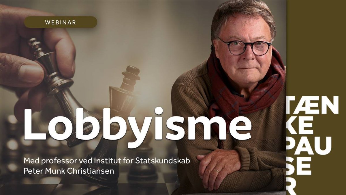 Lobbyister bytter viden for indflydelse, og er både nødvendige og farlige. Sådan lyder den kontante vurdering fra <a href="/petermunkc/">Peter Munk Chr.</a>, leder og professor ved Inst. for Statskundskab. Mandag aften kan du opleve ham i samtale om Tænkepausen "Lobbyisme": webinar.jyskebank.dk/taet-pa-taenke… #dkpol