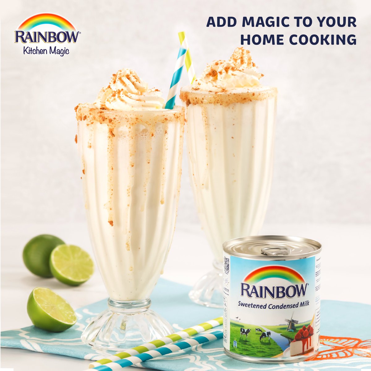Treat yourself to a sweet and refreshing milkshake using Rainbow’s sweet condensed milk. What’s your favorite milkshake flavor?

جربوا مخفوق الحليب المنعش واللذيذ المحضر بحليب ابو قوس المكثف المحلى. ما هي نكهة مخفوق الحليب المفضلة لديكم؟