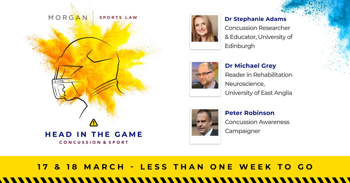 Less than one week to go until ‘Head in the Game: Concussion &amp; Sport’!

Final key panel speakers confirmed. Register here - bit.ly/3bopv91 

#HeadInTheGame2021