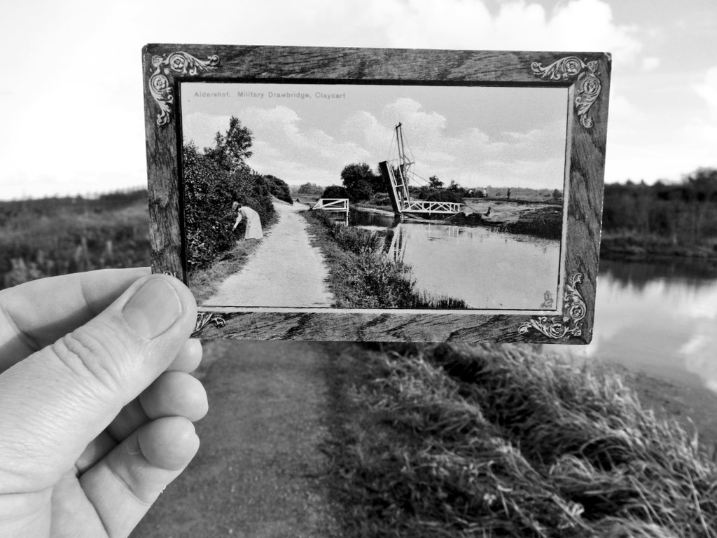 Firesnapper999's tweet photo. Clearing space on cloud gallery. #WindowInTime using 100yr+ postcards. Wellington Statue & Claycart Military Drawbridge on Basingstoke Canal #Aldershot https://t.co/0LqkNUyOfd