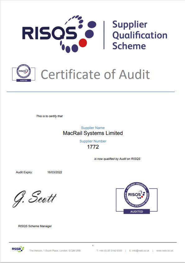 MacRailSystems's tweet image. It&apos;s a great achievement to have passed our RISQS (Railway Industry Supplier Qualification Scheme) audit for 2021 with flying colours! ✔️

A huge well done to the MacRail team!

#MacRail #RAPIDsiteaccess #RailIndustry #RISQS #RailTechnology #SafetyFirst #RailAudit