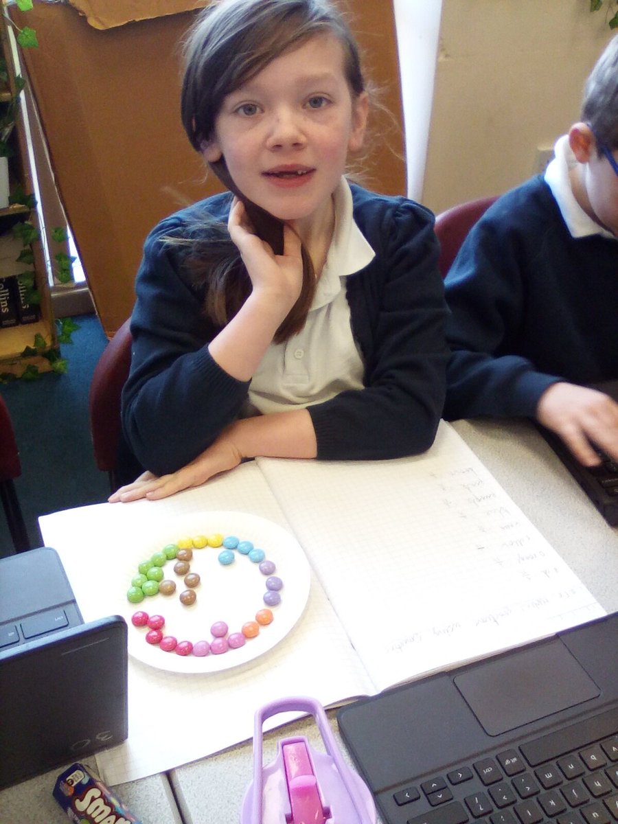 LakesideYork's tweet photo. Smarties fractions. Team Hazel today found out what fraction of each colour was in a tube of smarties. "It was a really fun and tasty maths lesson," one child said. #smarties #Maths #lovingmaths https://t.co/rXpzmo0eFt