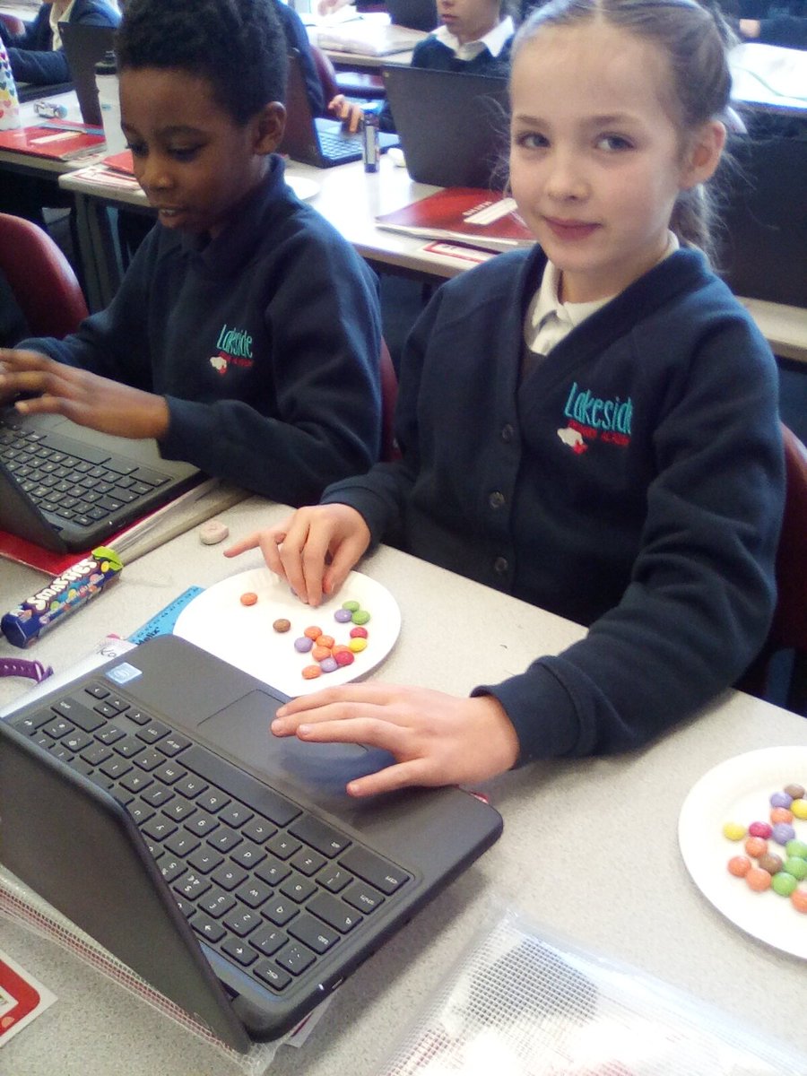 LakesideYork's tweet photo. Smarties fractions. Team Hazel today found out what fraction of each colour was in a tube of smarties. "It was a really fun and tasty maths lesson," one child said. #smarties #Maths #lovingmaths https://t.co/rXpzmo0eFt