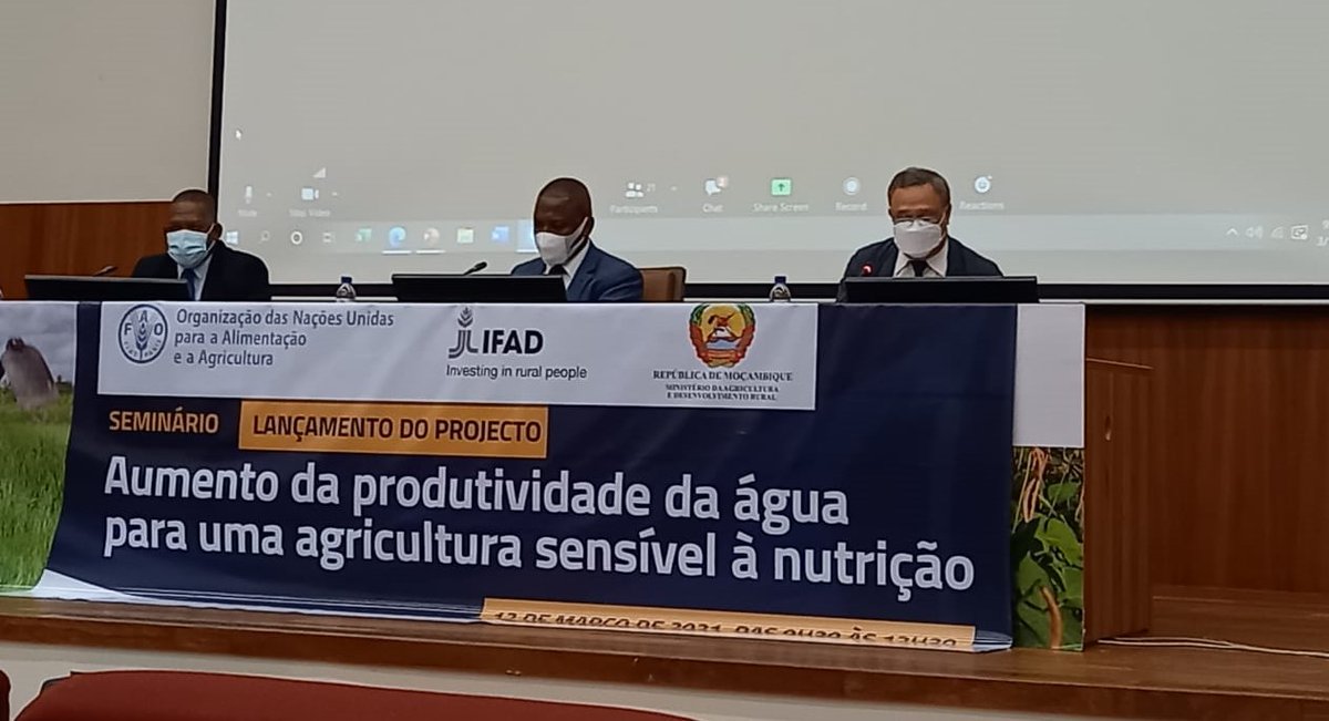 New project launched: Thanks to @IFAD  funding, 
@FAO
 will work in partnership with the Government of Mozambique 🇲🇿 in a 3-year project aimed to strengthen capacities of #smallholder farmers for the adoption of sustainable water💦 & #NutritionSensitiveAgriculture 🌱 practices.
