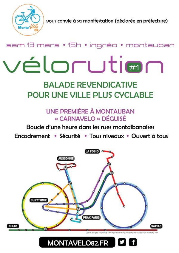 MVelo82's tweet photo. [Rappel] samedi, 15h, départ du parking Ingreo pour notre première Vélorution, sur le thème du Carna'Vélo 🎉 https://t.co/gBjpZqlIJW