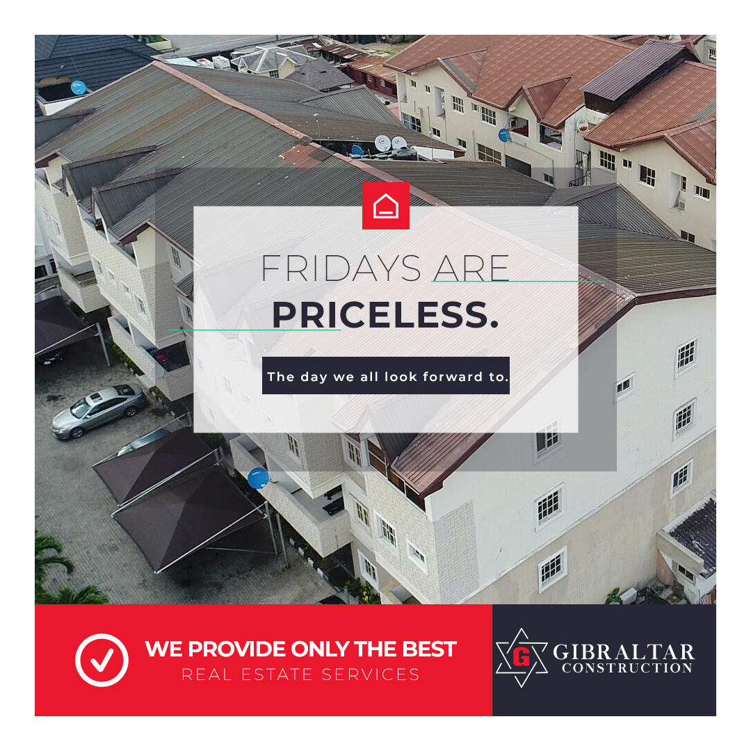 We're thankful for a beautiful week and hopeful for a lovely weekend. Happy Friday.

Give us a call now to help get you a home in a prime location... at an affordable price!

☎️: 08089911867
📨: sales@gcing.com

#gibraltarconstruction #realestateinlagos #civilengineering  #tgif