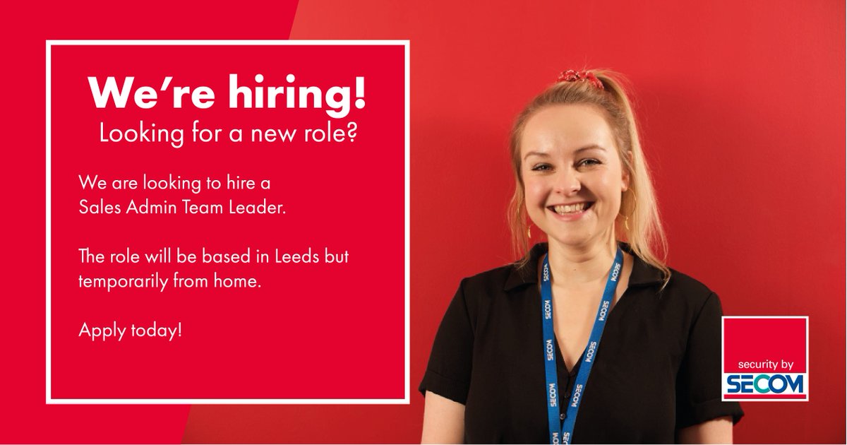 secomplc's tweet photo. Looking to join an exciting team where you can make a difference?

Apply today and join us at SECOM!
https://t.co/XmaiRDmEnF

#SECOM #Hiring #JobSearch #LeedsJobs https://t.co/6BaEhFlDfY