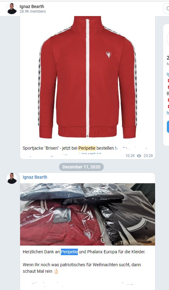 SvenIsHell's tweet photo. Sowohl #LillyThüringen als auch Ignaz tragen u. bewerben "Peripetie"-Klamotten. Wo die Marke polit. zu verordnen ist, seht Ihr u.a. auf deren FB-Seite. Naggert, Zloch, Höcke u. Kameraden tragen/trugen sie.
#Recherche-Thread d. @IbDoku: https://t.co/qoivLYZ7H5
#Steup https://t.co/OMNGUGZUq2