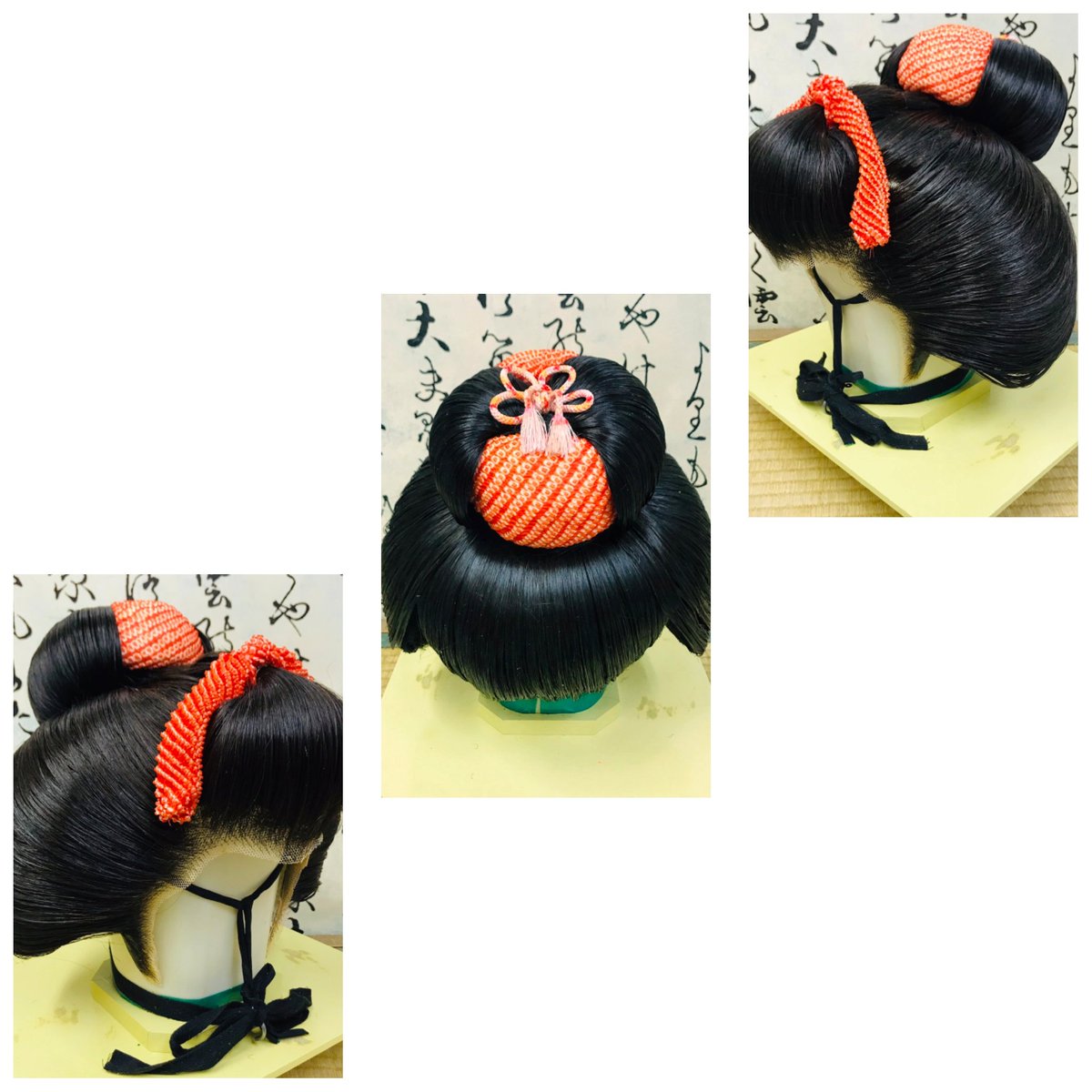 日本髪かつらの結い直しを承りました。こちらは割れしのぶ。舞妓さん等