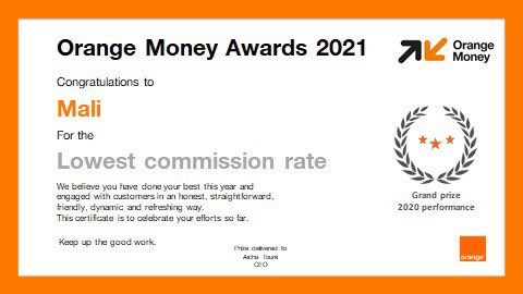 AichaToure's tweet photo. En 2020, nous lancions le plan #Turbo afin de développer #OrangeMoney suivant deux axes : Business et Conformité.
Heureux de recevoir trois distinctions du groupe Orange pour nos résultats.
Très encourageant pour notre équipe #OFMM qui vient d’amorcer un nouveau plan : #Kayira ! https://t.co/QT13LYM0ij