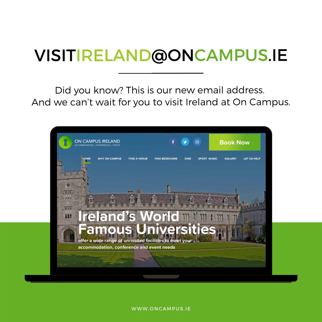 Email visitireland@oncampus.ie to book for Ireland’s world famous universities offering a wide range of unrivalled facilities to meet your accommodation, conference and event needs

#oncampusireland #discoverireland #visitireland #irishuniversities #traveltoireland #summerireland