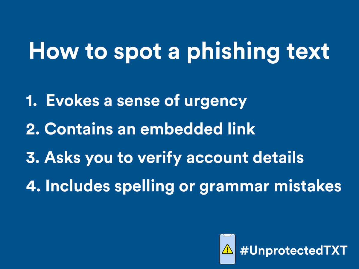 SMS scams (smishing) are rampant at the moment. Watch out for these red flags.

#UnprotectedTXT #phishing #phishingscams #cybersecurity #mobilesecurity #smishing #scamalert #scammers #databreach #onlinescam