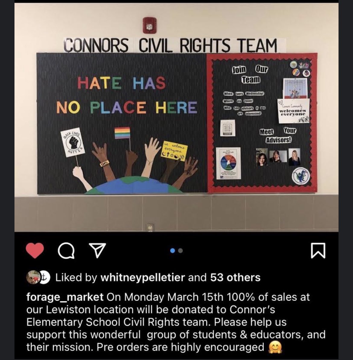 kjlanglais's tweet image. On Monday March 15th, 100% of sales at Forage (Lisbon Street location,) will be donated to Connor’s Elementary School Civil Rights team! Please stop by and support this event!