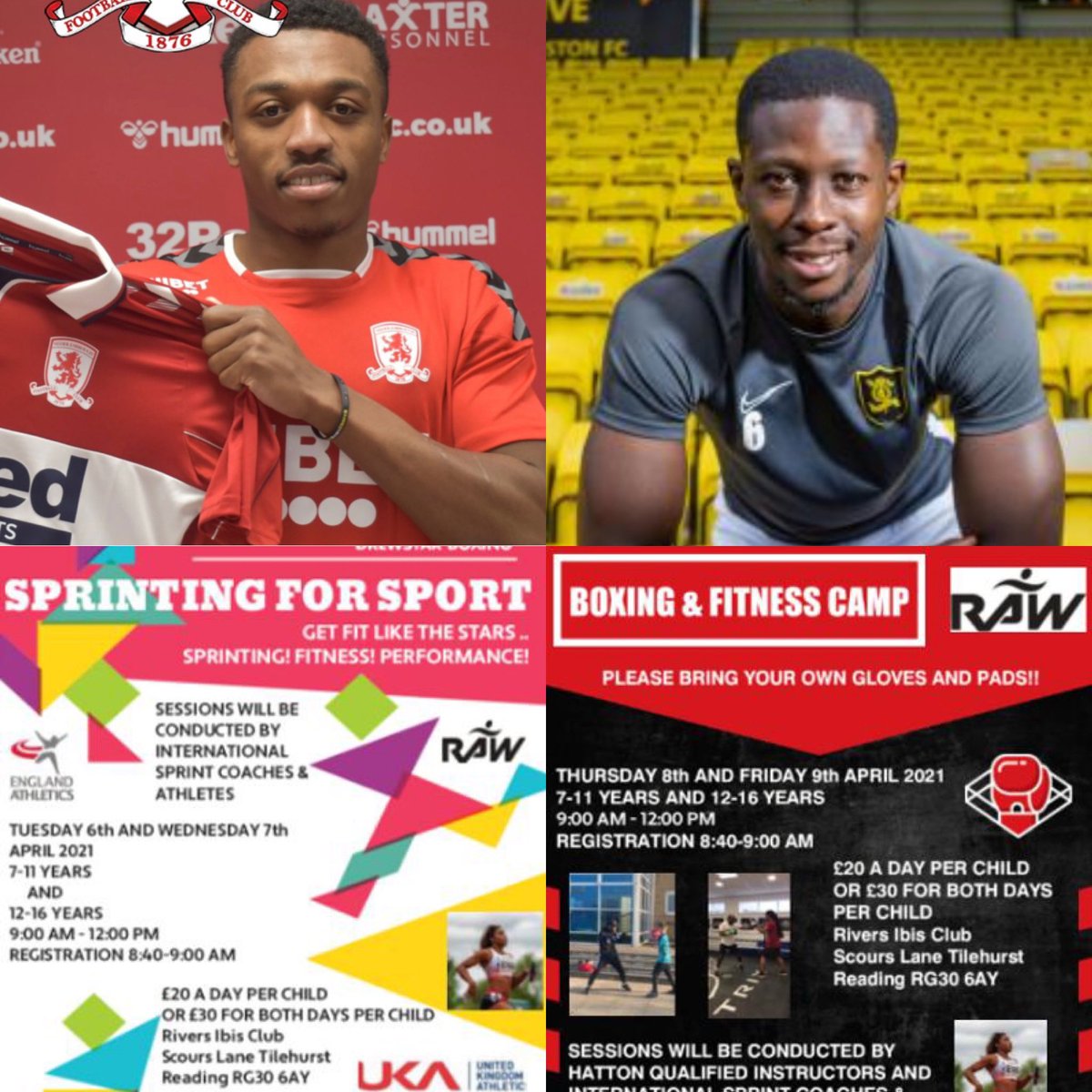 Thank you so much to football stars <a href="/dfish41/">dfish4</a> <a href="/Boro/">Middlesbrough FC</a> &amp; <a href="/LiviFCOfficial/">Livingston Football Club</a> @bartley06 showing support to our young people &amp; the Reading community by donating places on the  <a href="/Rawhealthandfit/">Roddy Slater Raw H&F</a> #speedforsport &amp; #boxing Easter Courses 
#onelifeatatime #kidsfitness #mentalheathforkids #stars