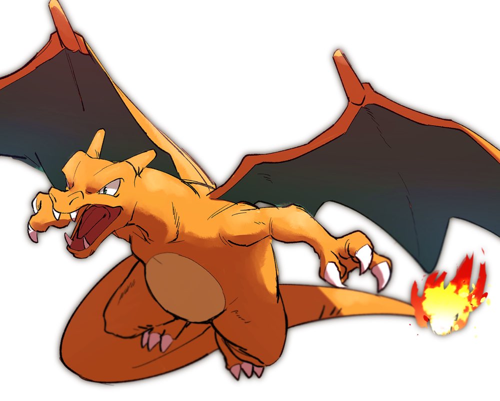 charizard no humans pokemon (creature) solo claws white background flame-tipped tail fire  illustration images