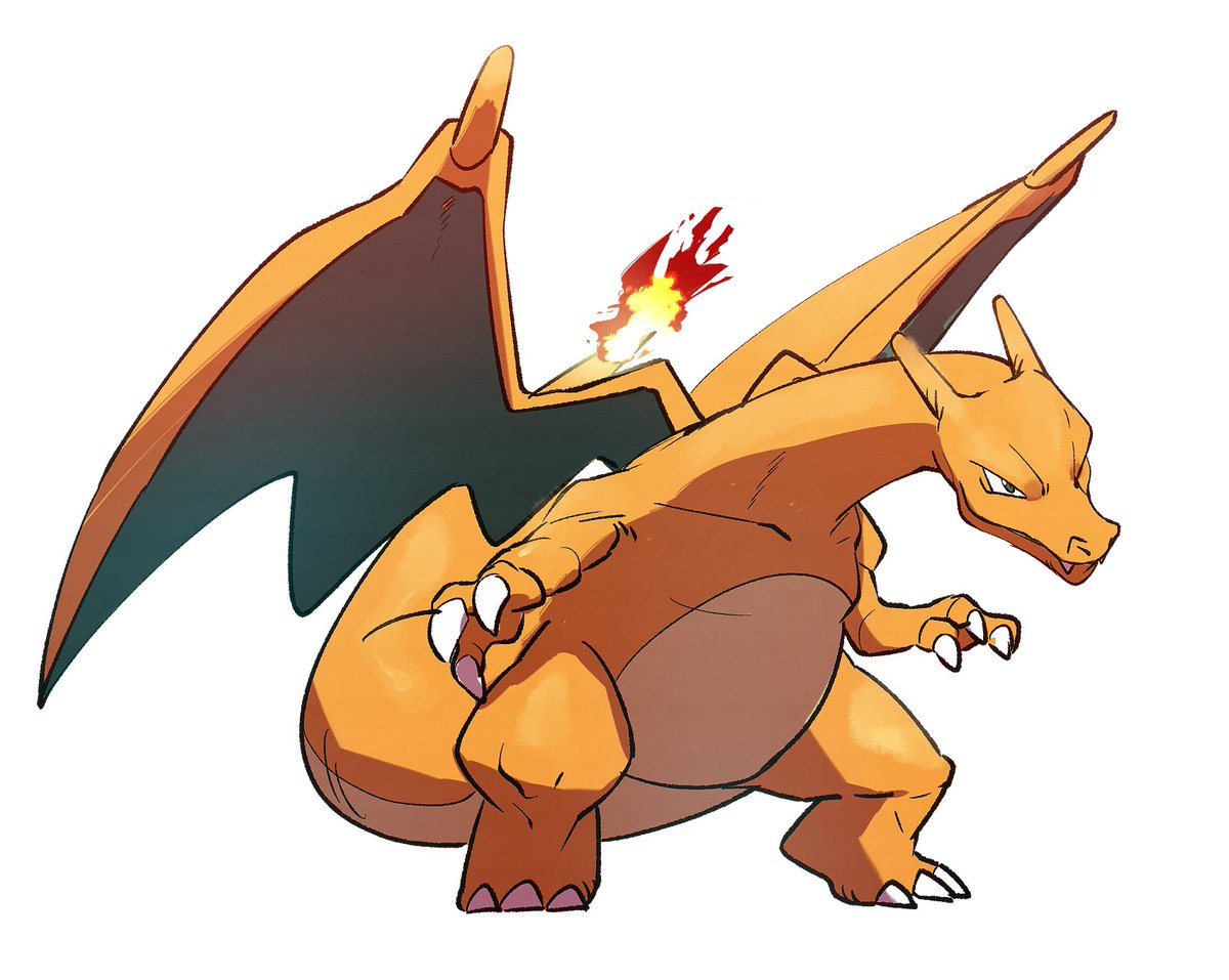 charizard no humans pokemon (creature) solo claws white background flame-tipped tail fire  illustration images