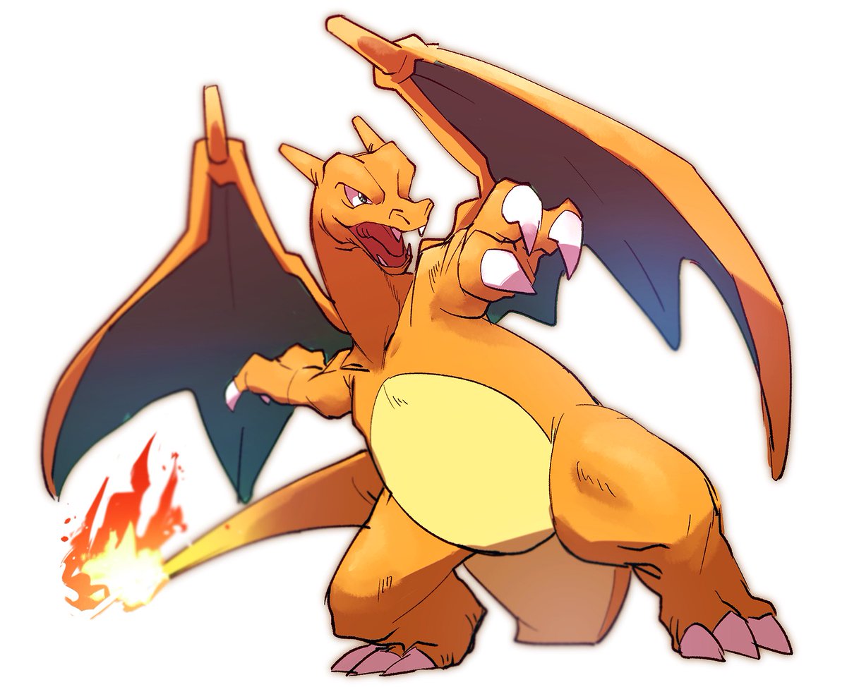charizard no humans pokemon (creature) solo claws white background flame-tipped tail fire  illustration images