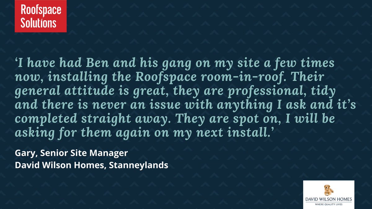 Thank you to Gary, Senior Site Manager at <a href="/DavidWilsonHome/">David Wilson Homes</a> for his positive feedback on our recent i-Roof install, we were delighted to hear about your experience with us. Well done to Ben and his gang, this feedback reiterates the great workmanship and service our teams offer.