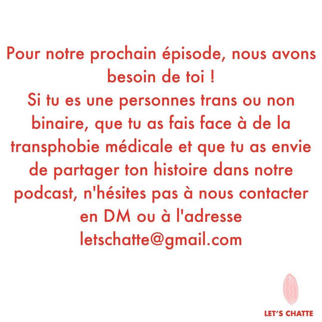 LetsChatte's tweet photo. Pour l'épisode 9 de Let's Chatte, et en vue de la journée internationale de visibilité transgenre, nous allons nous intéresser à la transphobie médicale. Si tu as rencontré de la transphobie lors de consultations médicales, que tu as renoncé à consulter https://t.co/GMuTKIry5M