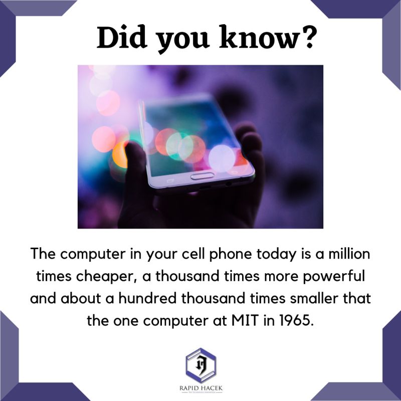 rapidhacek's tweet photo. The way technology keeps changing is amazing to watch.
#fridayfacts #funfacts #technologyfacts #didyouknowfacts #didyouknowthat #computers #innovation #technology #rapidhacek #technofacts #linkedin #factoftheday #FactsMatter https://t.co/juvan0XOys