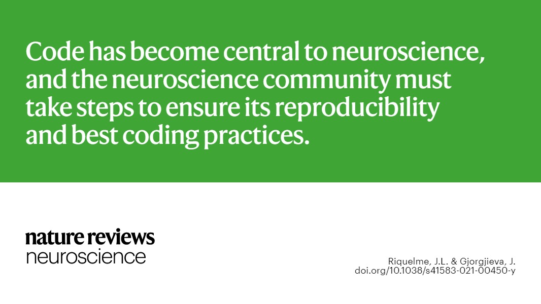 NatRevNeurosci's tweet photo. Why is code readability important?

And what can researchers and the neuroscience community do to improve it?

Read this new Comment by Juan Luis Riquelme (@luis_rr) &amp; Julijana Gjorgjieva (@GjorJulijana) 

https://t.co/uHcoITHFjh https://t.co/kvigsk9mnD