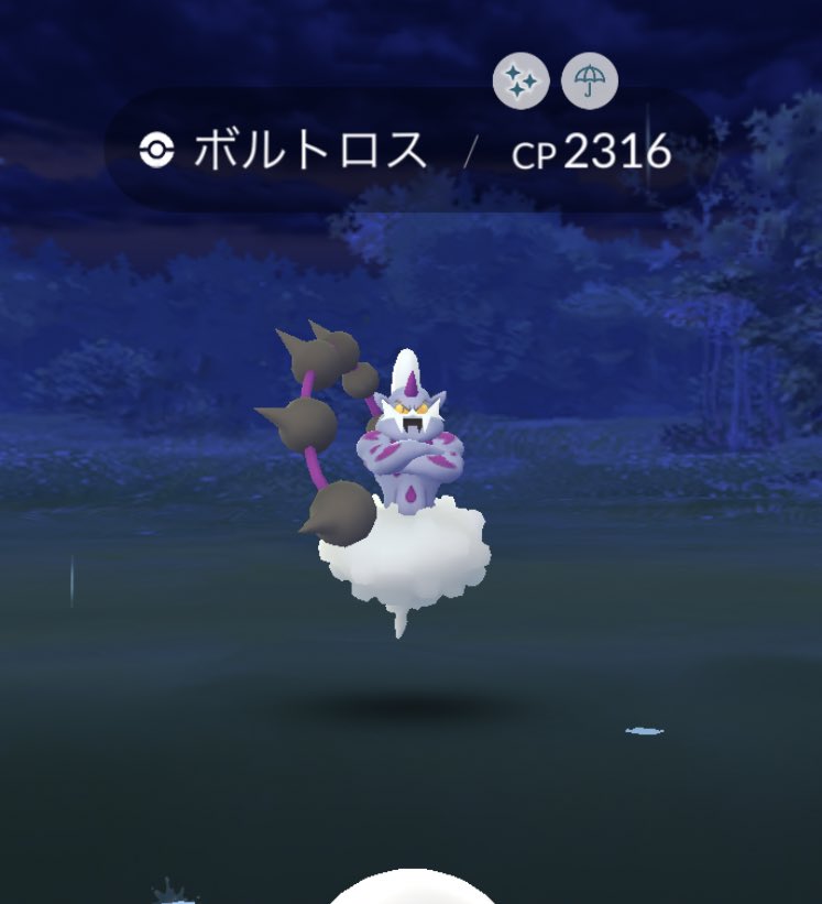 にかいち V Twitter そんで中1回挟んで 1日で2匹目の天候ブースト付き色違いボルトロスも 今度はつよつよ色違いボルトロスだったぜっと トルネロスだけ色違い出逢えなかったのが惜しい ポケモンgo