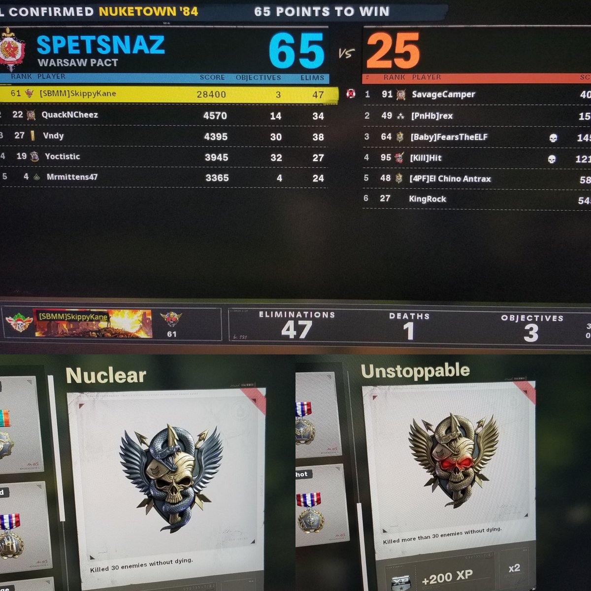 SkippyKane's tweet photo. Nuclear/unstoppable medal where I went 47-1 in a Kill Confirmed match.
#addresssbmm
#CallOfDutyBlackOpsColdWar
#CallofDuty
#ColdWar
#BlackOpsColdWar
#gamer https://t.co/dhbvZj9AFg