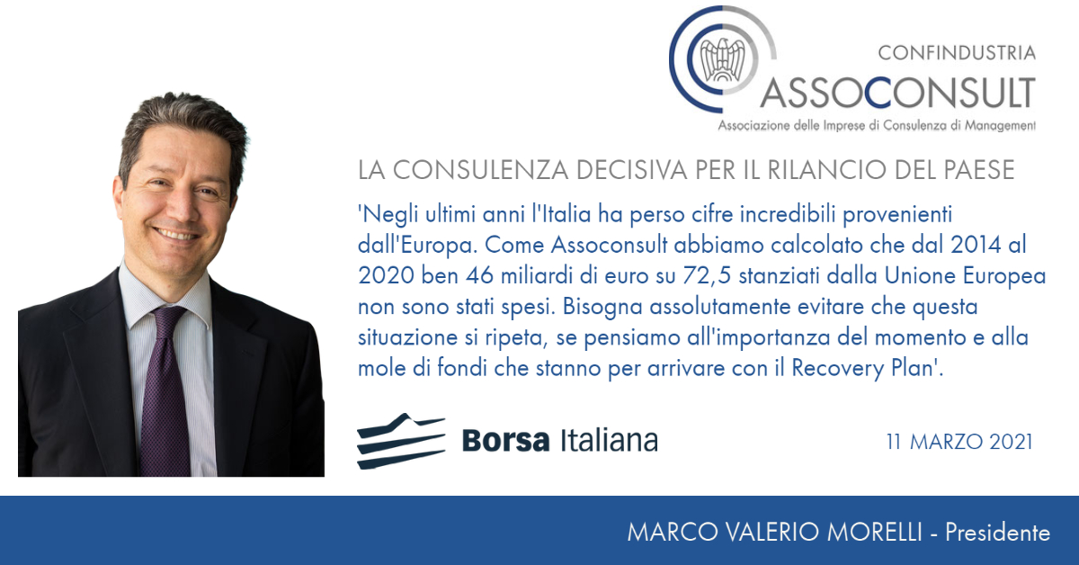 ✅ Oggi @BorsaItalianaIT riporta le dichiarazioni del nostro Presidente <a href="/Morelli_MarcoV/">Marco V. Morelli</a> rilasciate ieri nell'Audizione al <a href="/SenatoStampa/">Senato Repubblica</a> di #Assoconsult, presso le Commissioni Riunite V Bilancio e XIV Politiche Europee, sulla Proposta di  #PNRR 🇮🇹 borsaitaliana.it/borsa/notizie/…