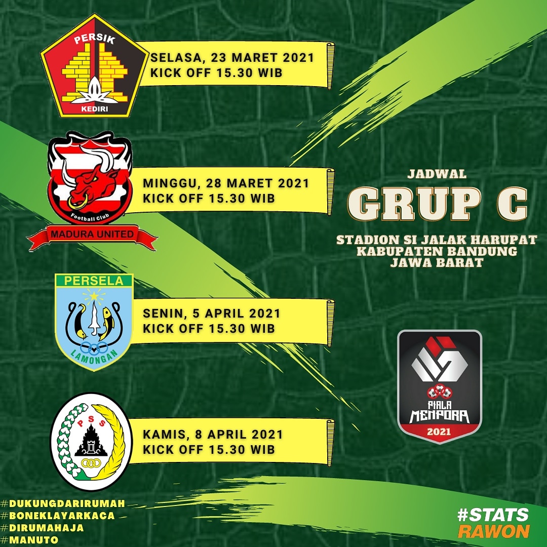 StatsRawon's tweet photo. Dukung perjuangan tim kebanggaanmu, Persebaya Surabaya, di Piala Menpora 2021 dari dalam rumah saja. Toh juga ada siaran langsung dan (mungkin) laporan pandangan mata via podcast/clubhouse.
Ingat :
#dirumahaja
#dukungdarirumah
#boneklayarkaca
#manuto https://t.co/2RzYTf8LMK