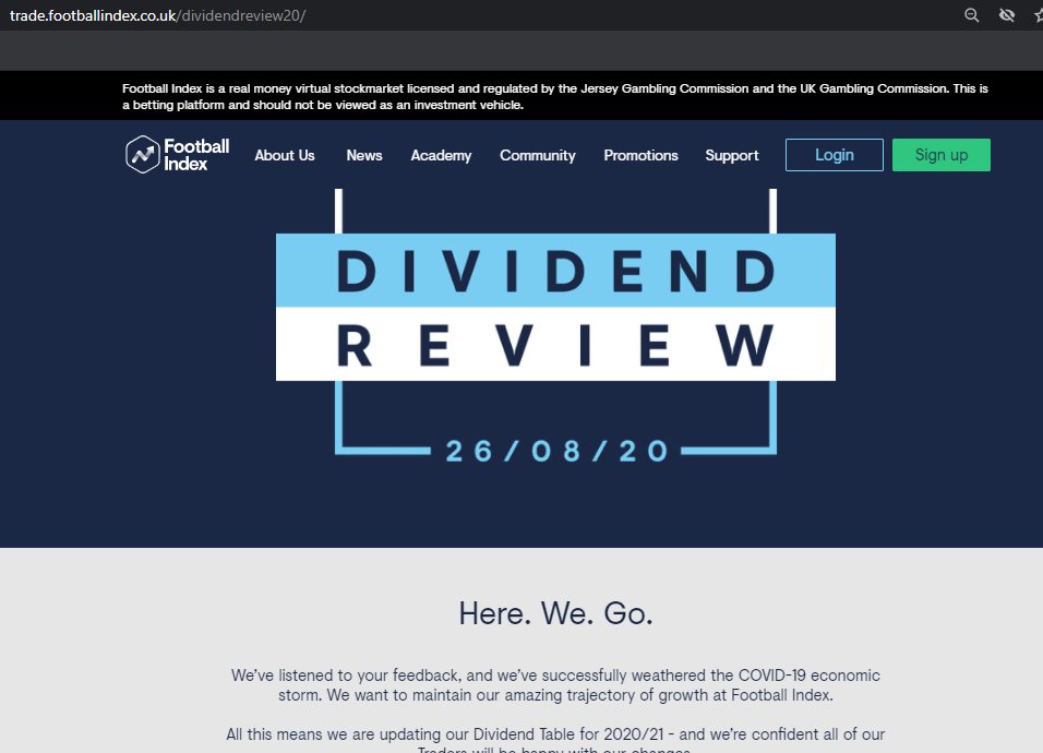 Already found another hugely misleading  #FootballIndex statement from the 26/08/20 update: "We've successfully weathered the COVID-19 economic storm" (backtracked on in the 05/03/21 update) https://trade.footballindex.co.uk/dividendreview20/ https://trade.footballindex.co.uk/marketupdate-050321/