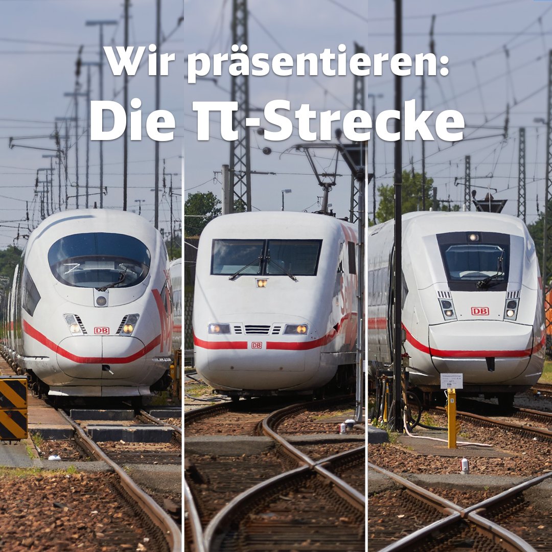DB_Bahn's tweet photo. An alle Bahner und #Mathe-Fans: wir haben ein kleines Rätsel für euch! Welche Zahl ergibt unsere #PI -Strecke? 🤓🚂 Tipp: Schaut euch die Züge in dem Bild genau an und lasst es uns in den Kommentaren wissen! https://t.co/h6OFDNsqtx
