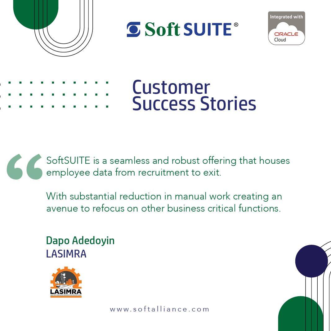The accolades keep pouring in! We find our purpose in helping your business run smoothly so you can focus on what's important. Say goodbye to daunting excel sheets and payroll errors with one push of a button. #SoftSUITE #Automate2Create #LASIMRA cc: <a href="/OfficialLASIMRA/">LASIMRA</a>