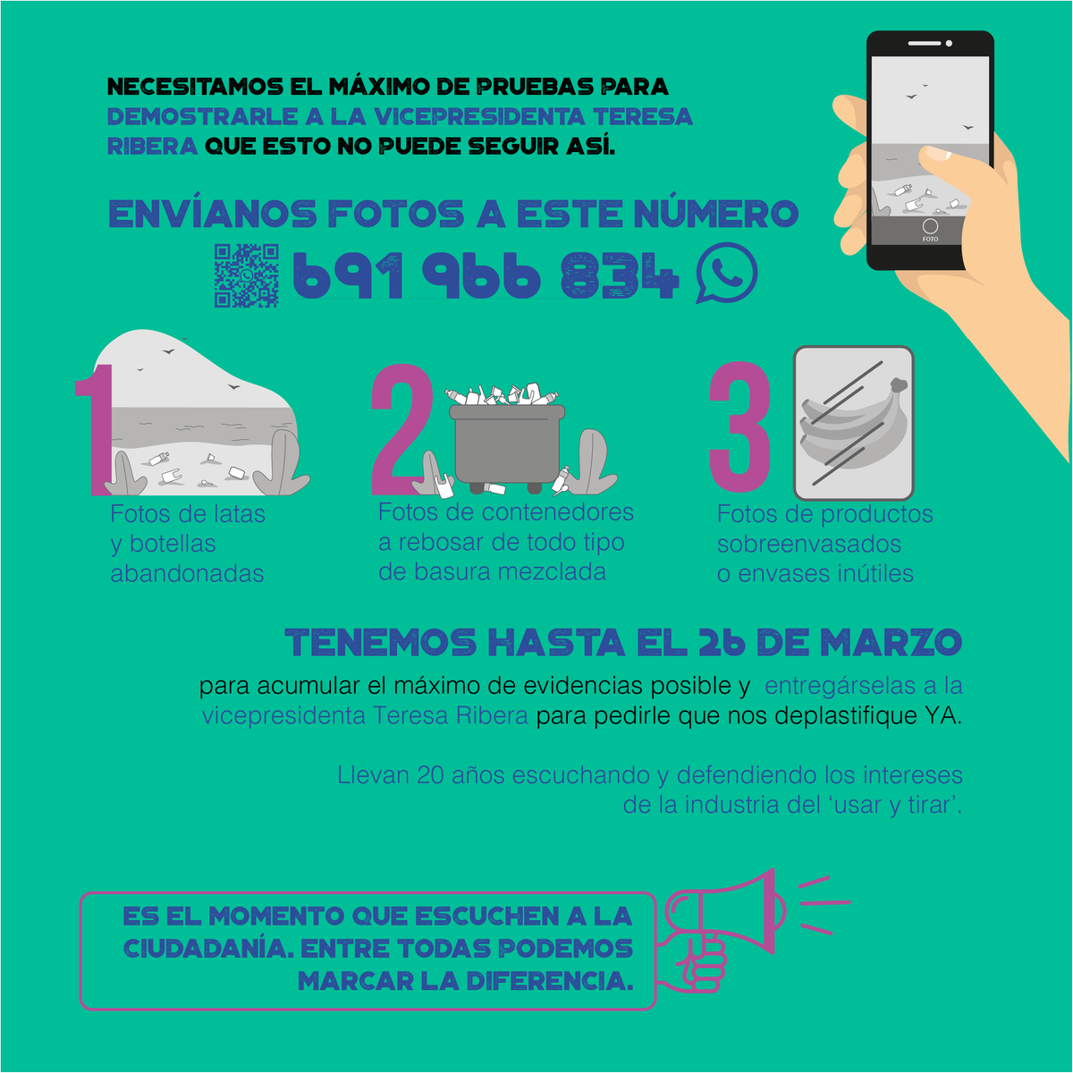 AmigosTierraEsp's tweet photo. Es el momento de tener una #LeydeResiduos que funcione. ¡Ya basta de #residuos de envases de #UsaryTirar por todas partes! 

Es hora de tomar partido. ¡Únete a la campaña de @_retorna y participa para decir #GobiernoDesplastifícanosYa!  Avancemos hacia un horizonte #ResiduoCero https://t.co/cxFtvPyYrX