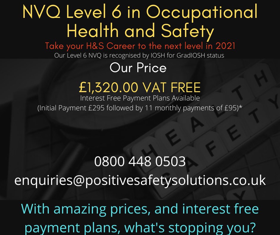 positive_safety's tweet photo. Take you Health and Safety career to the next level with our NVQ Level 6 Diploma in Occupational Health and Safety. https://t.co/1cF30cS0un