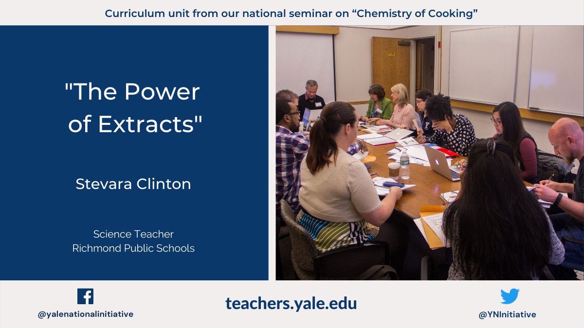 Yale National Initiative (@yninitiative) on Twitter photo "The Power of Extracts" is a curriculum unit by Stevara Clinton, #ScienceTeacher at Armstrong HS <a href="/RPS_Schools/">Richmond Public Schools</a>, that aims to capture #students' interests and "promote their learning of #chemistry by appealing to their love of food.” #NationalNutritionMonth bit.ly/yni170404 "The Power of Extracts" is a curriculum unit by Stevara Clinton, #ScienceTeacher at Armstrong HS <a href="/RPS_Schools/">Richmond Public Schools</a>, that aims to capture #students' interests and "promote their learning of #chemistry by appealing to their love of food.” #NationalNutritionMonth bit.ly/yni170404
