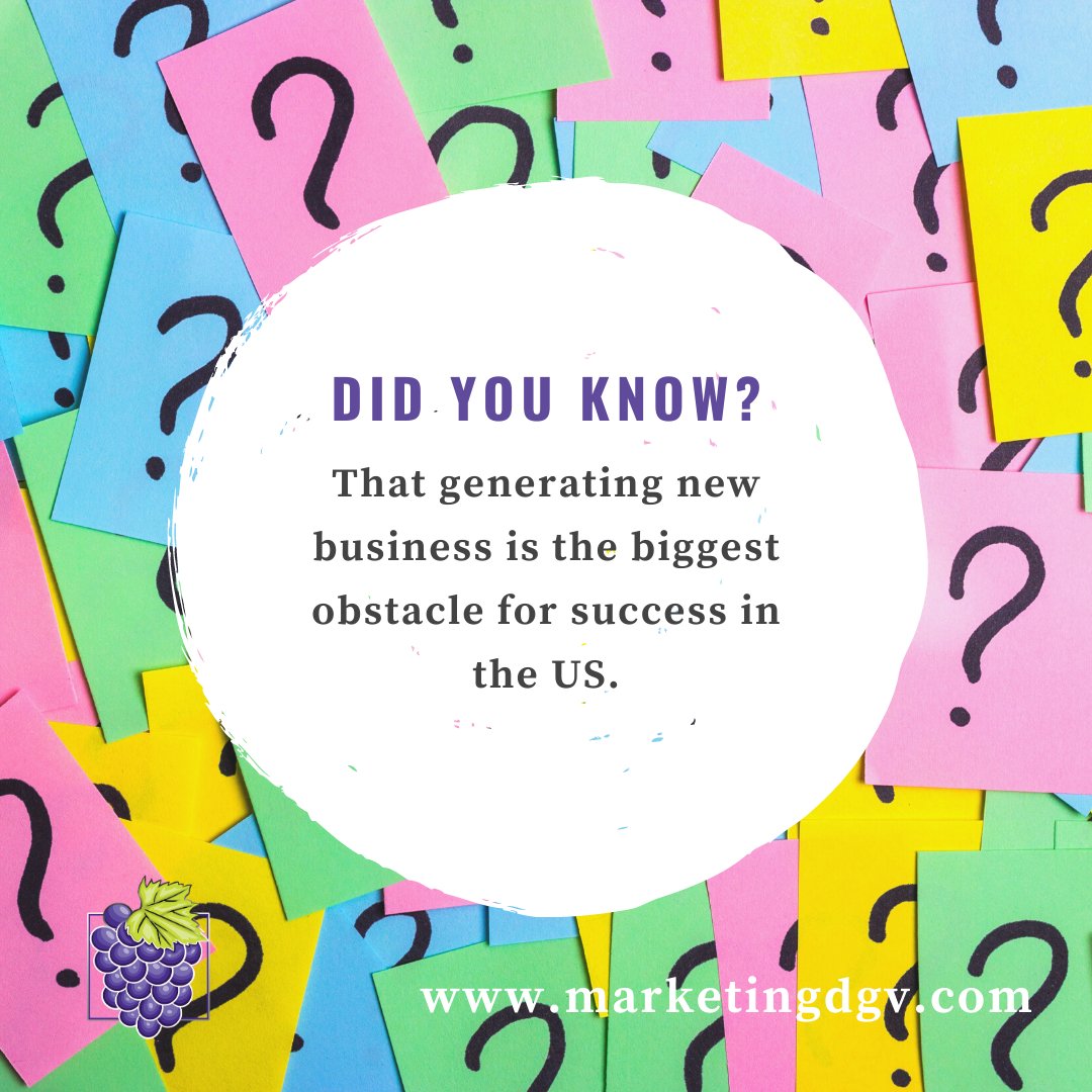 MarketingDGV's tweet photo. Did you know that generating new business is the biggest obstacle for success in the US?
We can help you generate new business, through various online plans. Contact us to get started or to get more information
604-812-2519 or Susan@marketingdgv.com
#Business
#Success
#Newbusine https://t.co/BS6CHayMZb