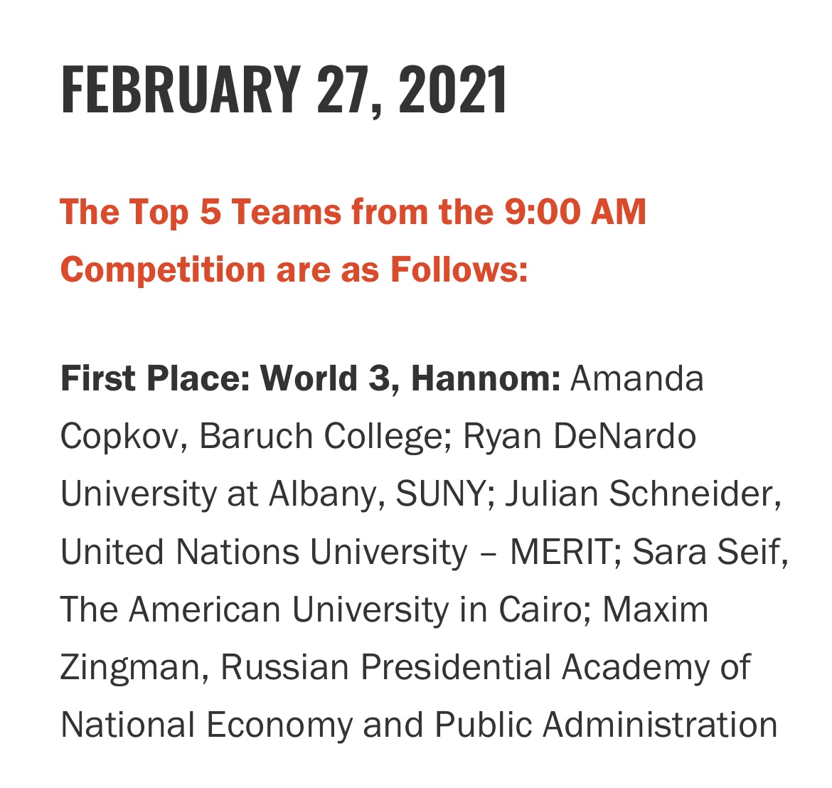 NBSimulation's tweet photo. Congrats to site winning teams! The First Place of the site winning teams of the February 27 and March 6 competitions will advance to play in the “Global All-Star Round”, where one team will be selected as the #NBSim2021 Competition winner. Stay tuned.  

https://t.co/GGDZRX6uoC https://t.co/LLnI27JrDO