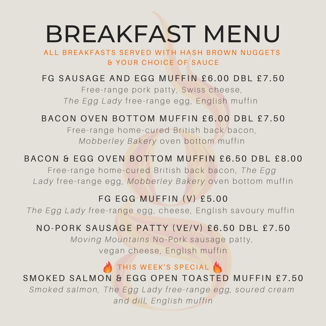FlamingGourmand's tweet photo. Look out for new additions to the menu this weekend - 
🧡 Smoked salmon breakfast muffin 
🧡 Tiger prawns loaded fries smothered in garlic and chilli
Why not treat Mum? Or treat yourself! #weekend #GourmandToGo 🔥 https://t.co/T4973DIcp9